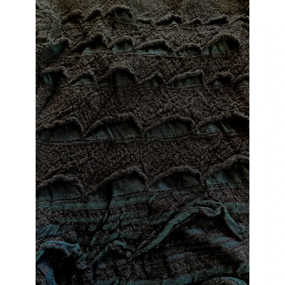BABETTE SF Unique Wool Cotton Lace Skirt - Tiered Art to Wear Black / Green XS